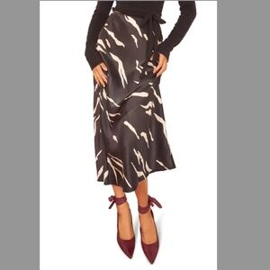 Reformation Pratt Silk Midi Skirt in MUSTANG Size 8